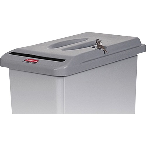 Rubbermaid Commercial Products  Lid,w/Lock,f/15-23 Gal Bin,11-2/3"x20-1/2"x2-1/5",4/CT,GY
