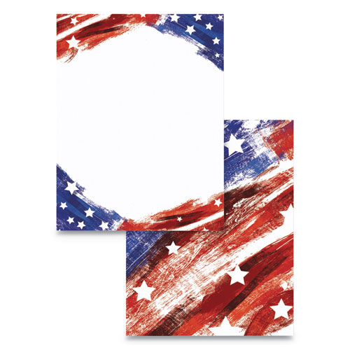PRE-PRINTED PAPER, 28 LB, 8.5 X 11, STARS AND STRIPES, 100/PACK