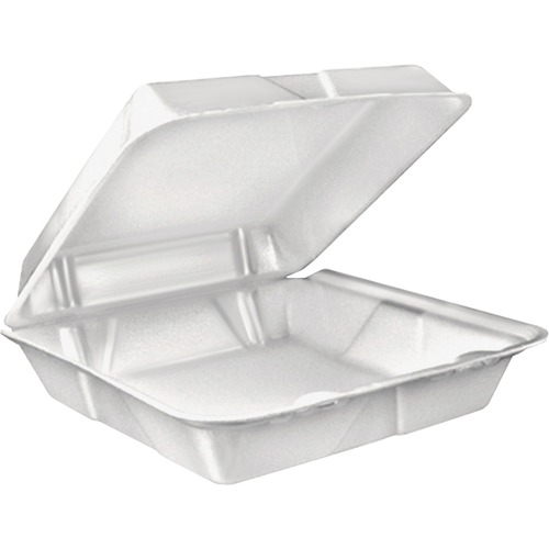 Foam Hinged Lid Containers, 9.375 X 9.375 X 3, White, 200/carton