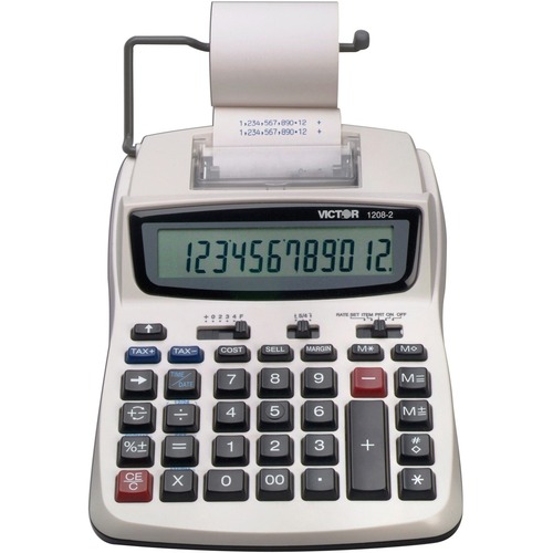1208-2 Two-Color Compact Printing Calculator, Black/red Print, 2.3 Lines/sec