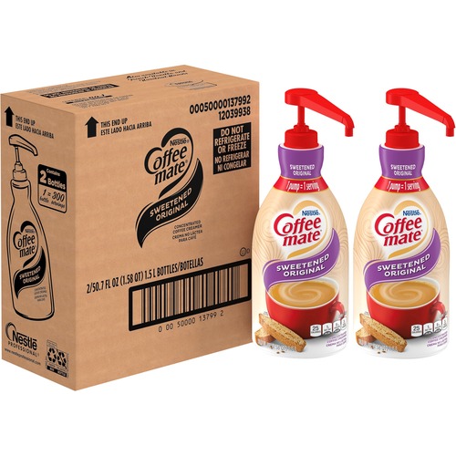 Liquid Coffee Creamer, Sweetened Original, 1.5 Liter Pump Bottle, 2/carton