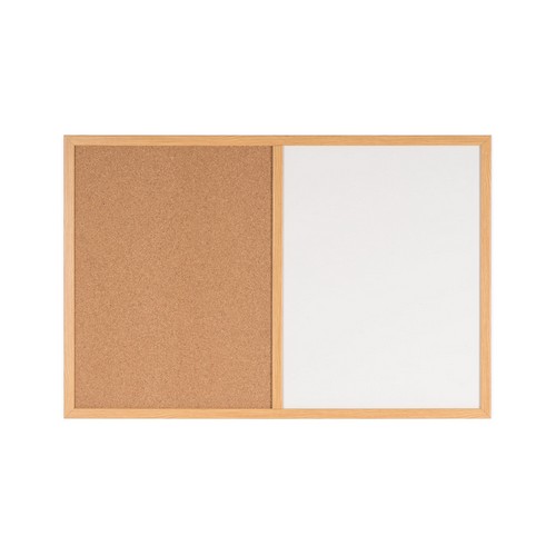 COMBINATION CORK/DRY-ERASE BOARD, 36IN X 48IN, OAK, WOOD FRAME