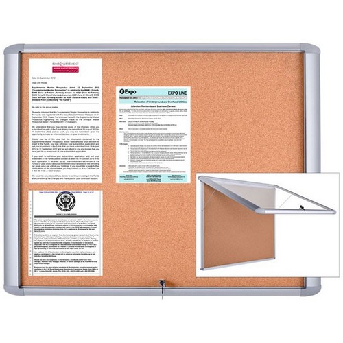 Push-Pin Outdoor Enclosed Bulletin Board, Cork, 30 inH x 26 1/2 inW, Natural