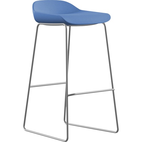 9to5 Seating  Bar Stool, Sled Base, 16"x16"x33", Blue Fabric/Black Frame