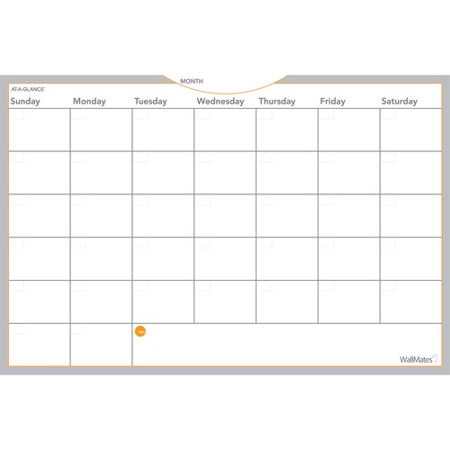 Wallmates Self-Adhesive Dry Erase Monthly Planning Surface, 36 X 24