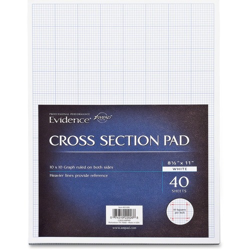 Tops  Cross-Section Pad,Ruled 10x10,20lb.,40 Shts,8-1/2"x11",WE