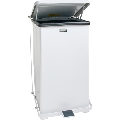 Defenders Biohazard Step Can, Square, Steel, 6.5 gal, White