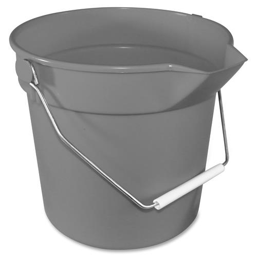 DELUXE HEAVY-DUTY BUCKET, GRAY, POLYPROPYLENE, 10QT, 10 5/8DIA X 10 1/4H