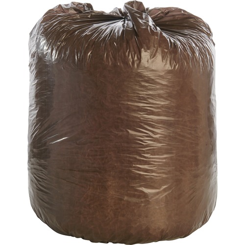 CONTROLLED LIFE-CYCLE PLASTIC TRASH BAGS, 39 GAL, 1.1 MIL, 33" X 44", BROWN, 40/BOX