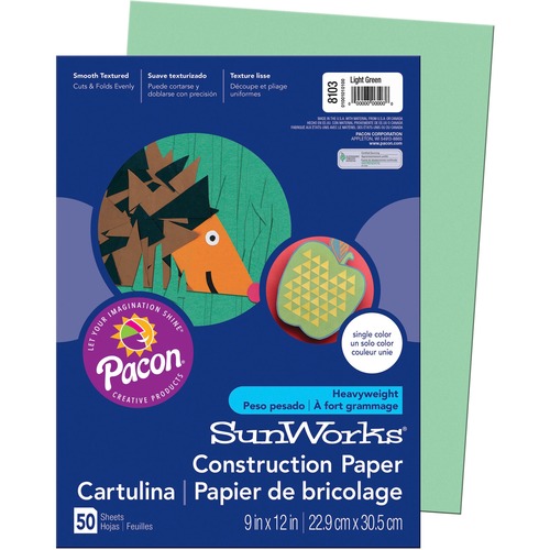 CONSTRUCTION PAPER, 58LB, 9 X 12, LIGHT GREEN, 50/PACK