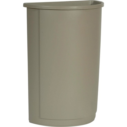 UNTOUCHABLE WASTE CONTAINER, HALF-ROUND, PLASTIC, 21 GAL, BEIGE