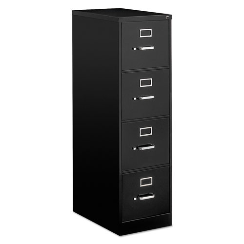 FOUR-DRAWER ECONOMY VERTICAL FILE CABINET, LETTER, 15W X 25D X 52H, BLACK