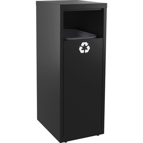 Lorell  Recycling Tower, w/ 10-Gal Bin, 18-3/5"Wx15"Lx40-1/5"H, BK