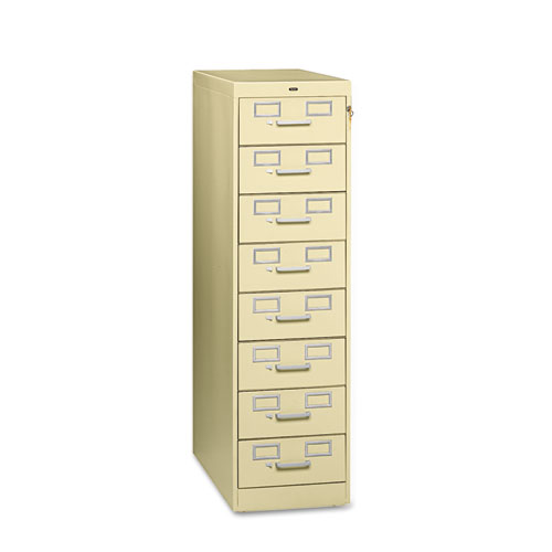 EIGHT-DRAWER FILE CABINET FOR 3 X 5 AND 4 X 6 CARD, 15W X 28.5D X 52H, PUTTY