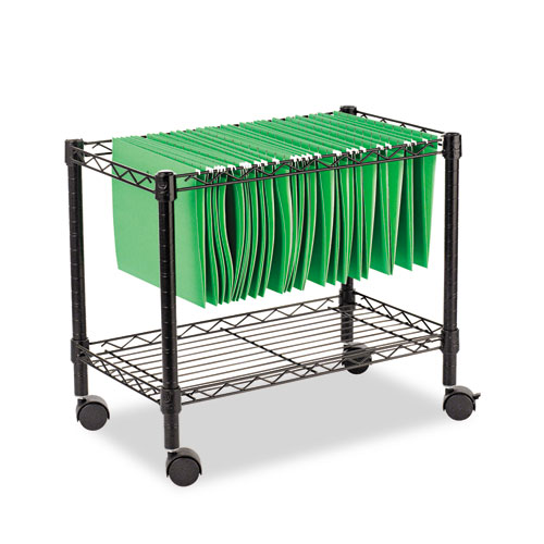 Single-Tier Rolling File Cart, 24w X 14d X 21h, Black