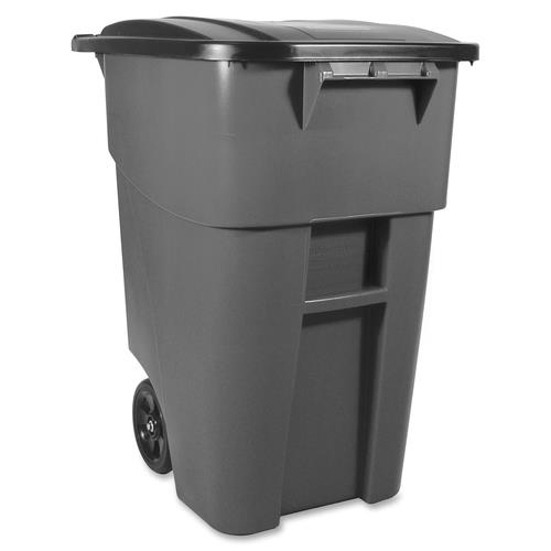Rubbermaid Commercial Products  Brute Container, Mobile, w/Lid, 50Gal, Gray
