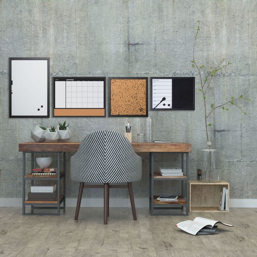 Black and Natural Cork Bulletin Board, Black Frame, 18 x 18 Inches