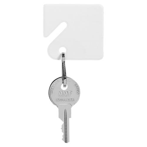 Slotted Rack Key Tags, Plastic, 1 1/2 X 1 1/2, White, 20/pack