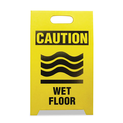 Economy Floor Sign, 12 X 14 X 20, Yellow/black, 2/pack