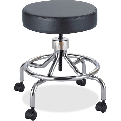 Safco  Lab Stool,Low,w/Screw Lift,Adj.,23"x23"x17"-25",Black Seat