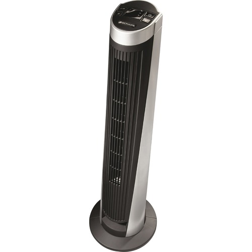 Remote Control Tower Fan, Five Speeds, Black/silver