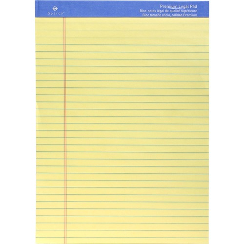 Sparco  Writing Pad, Legal-Ruled, 50 Shts, 8-1/2"x11-3/4", Canary