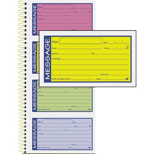 Wirebound Telephone Message Book, Two-Part Carbonless, 200 Forms