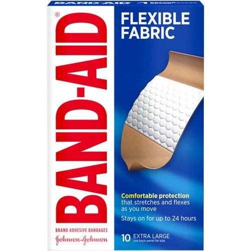 FLEXIBLE FABRIC EXTRA LARGE ADHESIVE BANDAGES, 1.25" X 4", 10/BOX