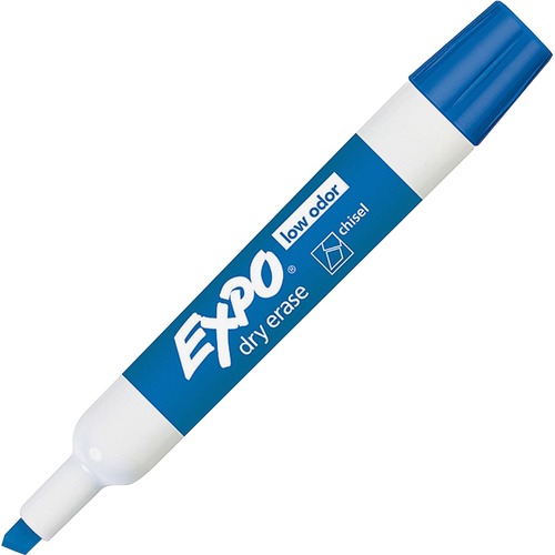 LOW-ODOR DRY-ERASE MARKER, BROAD CHISEL TIP, BLUE, DOZEN