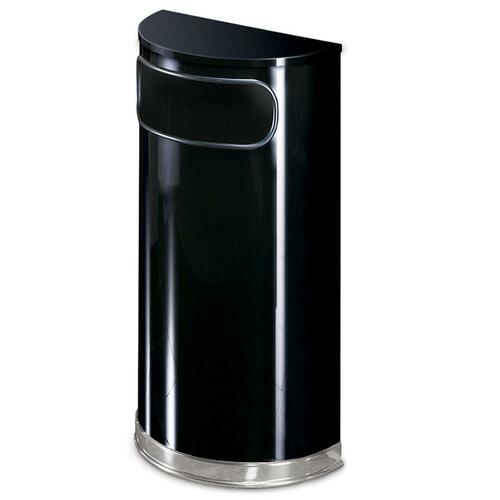 Rubbermaid Commercial Products  Waste Container,1/2-Round,9 Gal,17.6"x8.8"x32.5", BK/CE