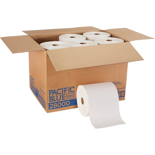 PACIFIC BLUE SELECT PREMIUM NONPERF PAPER TOWELS,7 7/8 X 350FT,WHITE,12 ROLLS/CT