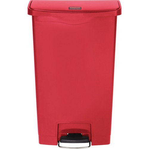 Slim Jim Resin Step-On Container, Front Step Style, 18 Gal, Red