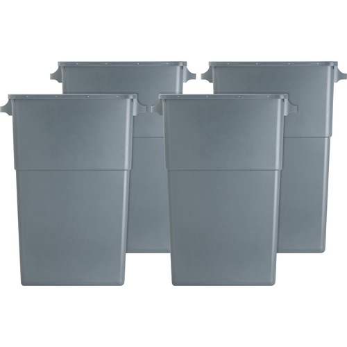 Genuine Joe  Waste Container, Space-Saving, 23 Gal, 20"x11"x30", 4/CT, GY