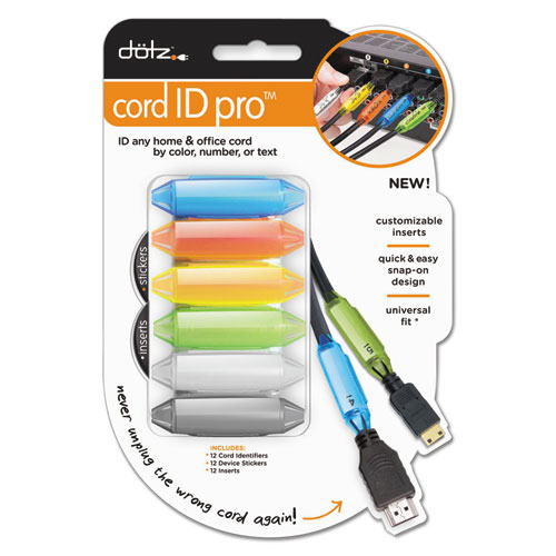 CORD ID PRO SYSTEM, 12 COLORED CORD IDENTIFIERS, INSERTS AND STICKERS