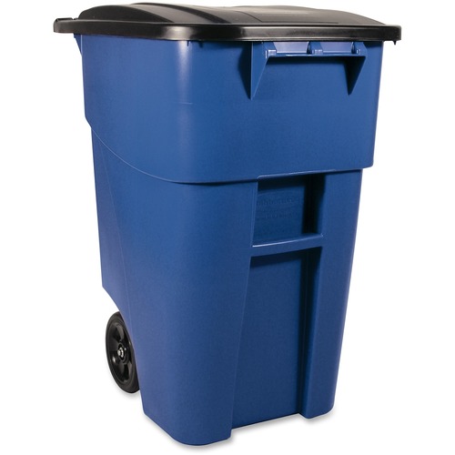Rubbermaid Commercial Products  Brute Container, Mobile, w/Lid, 50Gal, Blue