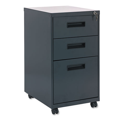 THREE-DRAWER METAL PEDESTAL FILE, 14.96W X 19.29D X 27.75H, CHARCOAL