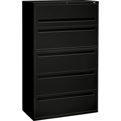 700 SERIES FIVE-DRAWER LATERAL FILE WITH ROLL-OUT SHELVES, 42W X 18D X 64.25H, BLACK