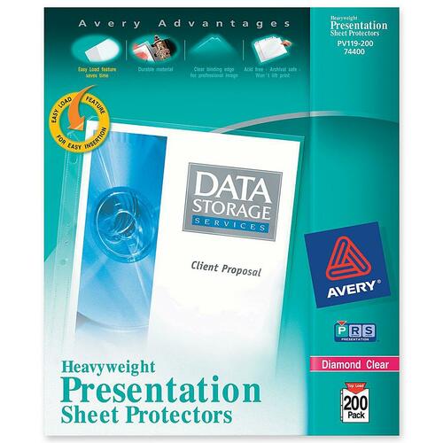Top-Load Poly Sheet Protectors, Heavy, Letter, Diamond Clear, 200/box