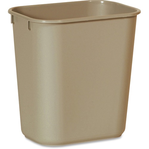 DESKSIDE PLASTIC WASTEBASKET, RECTANGULAR, 3.5 GAL, BEIGE