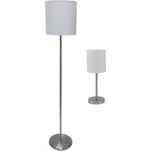 SLIM LINE LAMP SET, TABLE 12 5/8" HIGH AND FLOOR 61.5" HIGH, 12"; 6"W X 61.5"; 12.63"H, SILVER