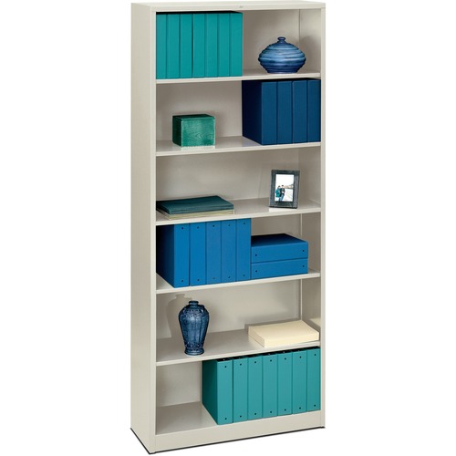 Metal Bookcase, Six-Shelf, 34-1/2w X 12-5/8d X 81-1/8h, Light Gray