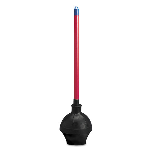 Toilet Plunger, 18" Plastic Handle W/ 5 5/8" Dia Bowl, Red/black