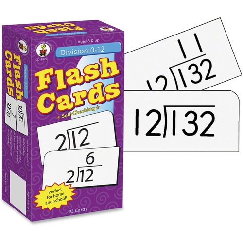 Flash Cards, Division Facts 0-12, 3w X 6h, 93/pack