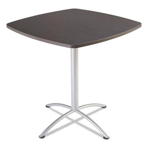 Iland Table, Contour, Square Seated Style, 42" X 42" X 42", Gray Walnut/silver