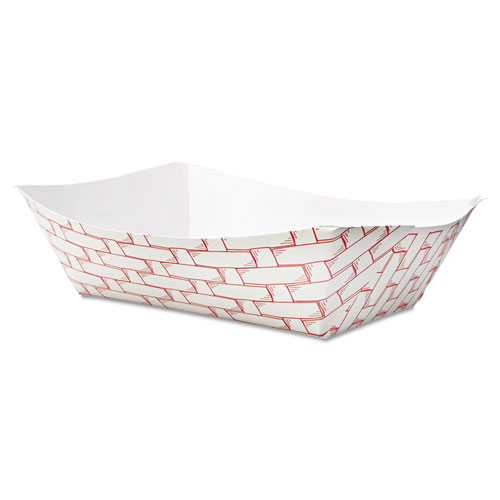 Paper Food Baskets, 3lb Capacity, Red/white, 500/carton