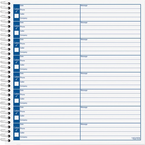 Voice Message Log Books, 8 1/2 X 8 1/4, 800-Message Book