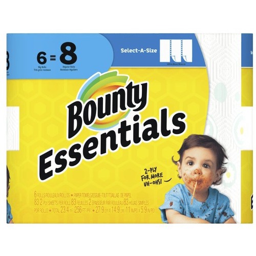 ESSENTIALS SELECT-A-SIZE PAPER TOWELS, 2-PLY, 83 SHEETS/ROLL, 6 ROLLS/CARTON