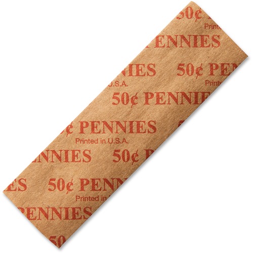 Tubular Coin Wrappers, Pennies, $.50, Pop-Open Wrappers, 1000/pack