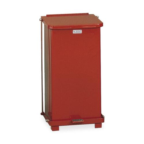 Defenders Biohazard Step Can, Square, Steel, 6.5 gal, Red