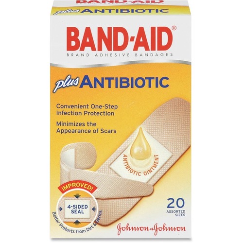 Antibiotic Adhesive Bandages, Assorted Sizes, 20/box